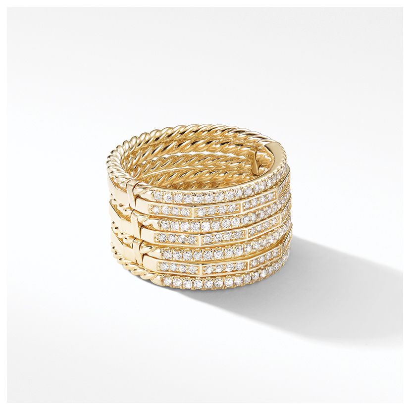 Stax Full Pavé Ring in 18K Yellow Gold