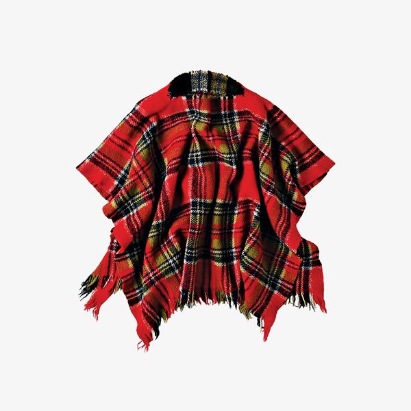 45 R Global Merino Cashmere Check Poncho