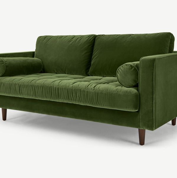 Scott Large 2 Seater Sofa, Grass Cotton Velvet