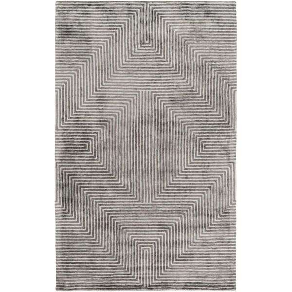 AllModern Evelina Ice Blue/Charcoal Tufted Viscose Rug (5 by 7.5 Feet)
