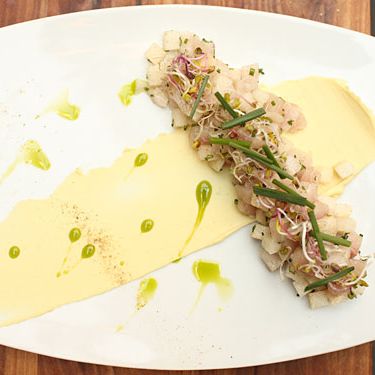 Asian pear, lemon cream, radish sprout