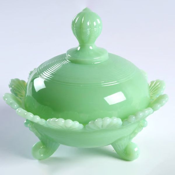 Mosser Glass Jadeite Candy Dish and Lid