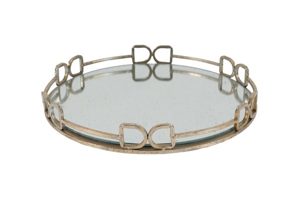 Round Decorative Tray With Mirrored Finish