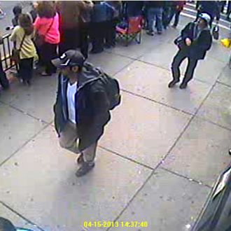 BOSTON, MA - APRIL 15: In this image released by the Federal Bureau of Investigation (FBI) on April 18, 2013, two suspects in the Boston Marathon bombing walk near the marathon finish line on April 15, 2013 in Boston, Massachusetts. The twin bombings at the 116-year-old Boston race resulted in the deaths of three people with more than 170 others injured. (Photo provided by FBI via Getty Images)