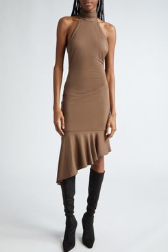 Miaou Karina Asymmetric Hem Halter Cocktail Dress