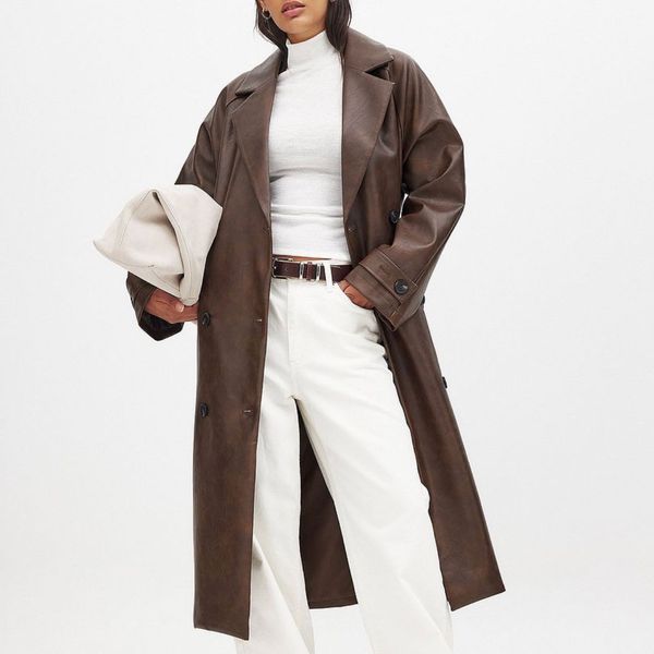 NA-KD Belted Pu Trenchcoat