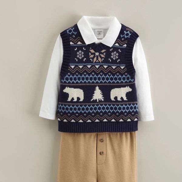 Nordstrom Fair Isle Vest, Bodysuit & Pants Set