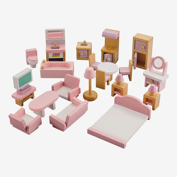 NextX Wooden Dollhouse Furniture Set, Miniature Wooden Toys