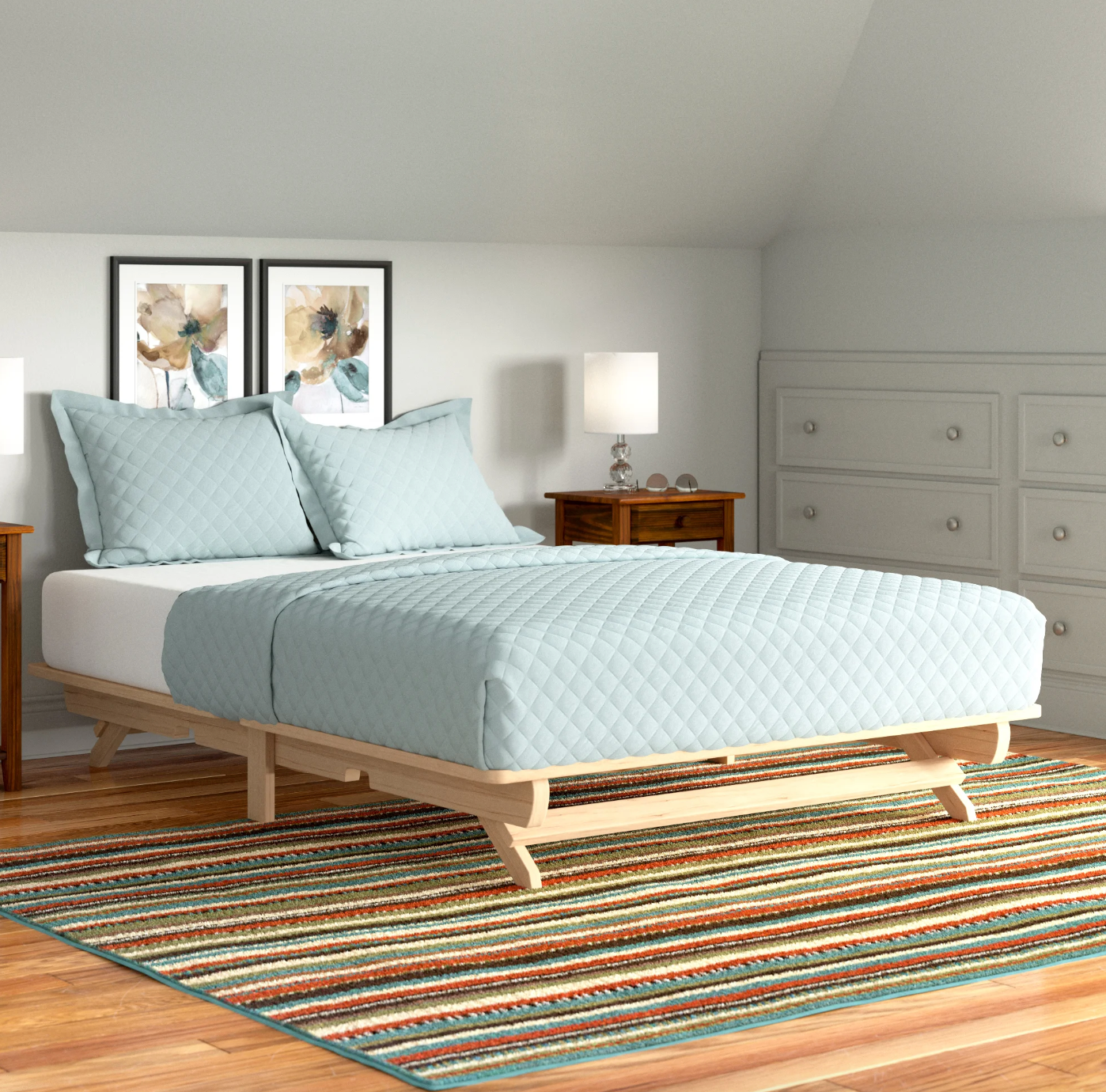 queen bed with platform