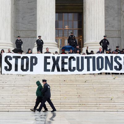 Protesters opposed to the death penalty.