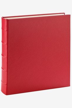 Graphic Image Large Ring Clear Pocket Album - Red Pebble Grain Leather, 10.5