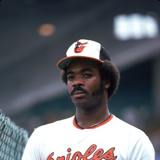 Eddie Murray of the Baltimore Orioles poses for a portrait before a game at Memorial Stadium in Baltimore, Maryland.
