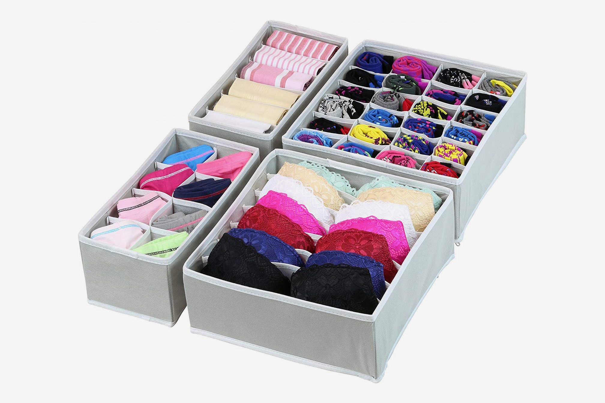Closet Underwear Organiser Upgrade Sturdy Collapsible Drawer Divider for Socks Panties Bra Ties Clothing Magicfly Bra Organiser Set of 4 Black 