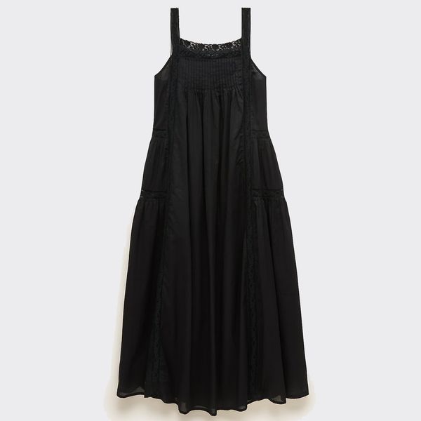 J.Crew Cotton Voile Lace-Trim Sundress in Black