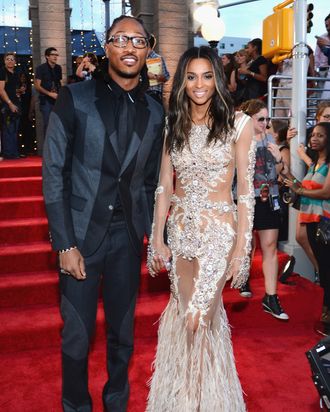 Future (L) and Ciara attend the 2013 MTV Video Music Awards at the Barclays Center on August 25, 2013 in the Brooklyn borough of New York City. 