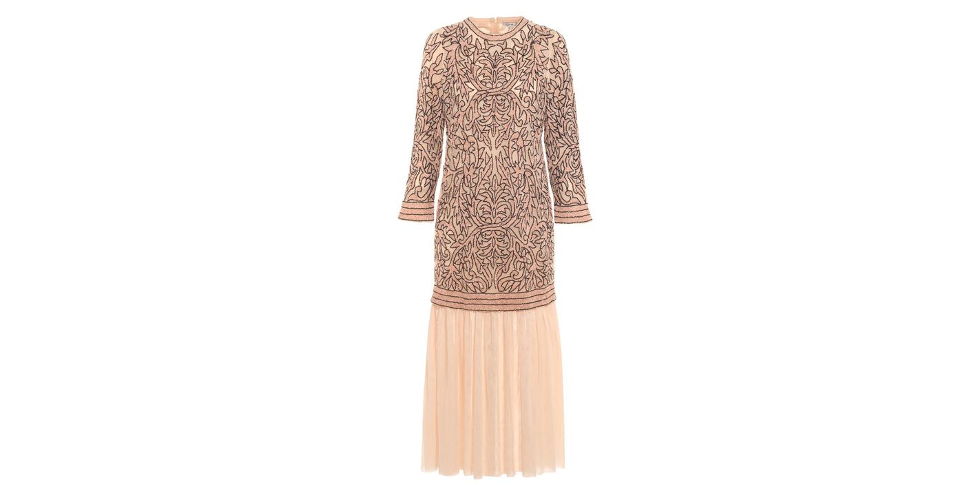 open lace back dress Ganni // Pink Jacquard Wrap Dress – VSP Consignment main image 1