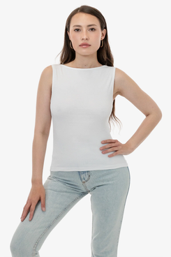 Los Angeles Apparel Baby-Rib Sleeveless Boatneck Top