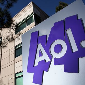 The AOL logo is posted on a sign in front of the AOL Inc. offices on February 7, 2011 in Palo Alto, California. 