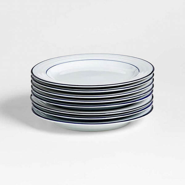 Crate & Barrel Roulette Blue Band Salad Plates