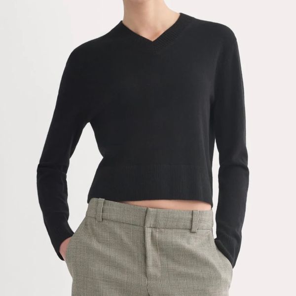 Everlane Cashmere Cropped High-V Sweater