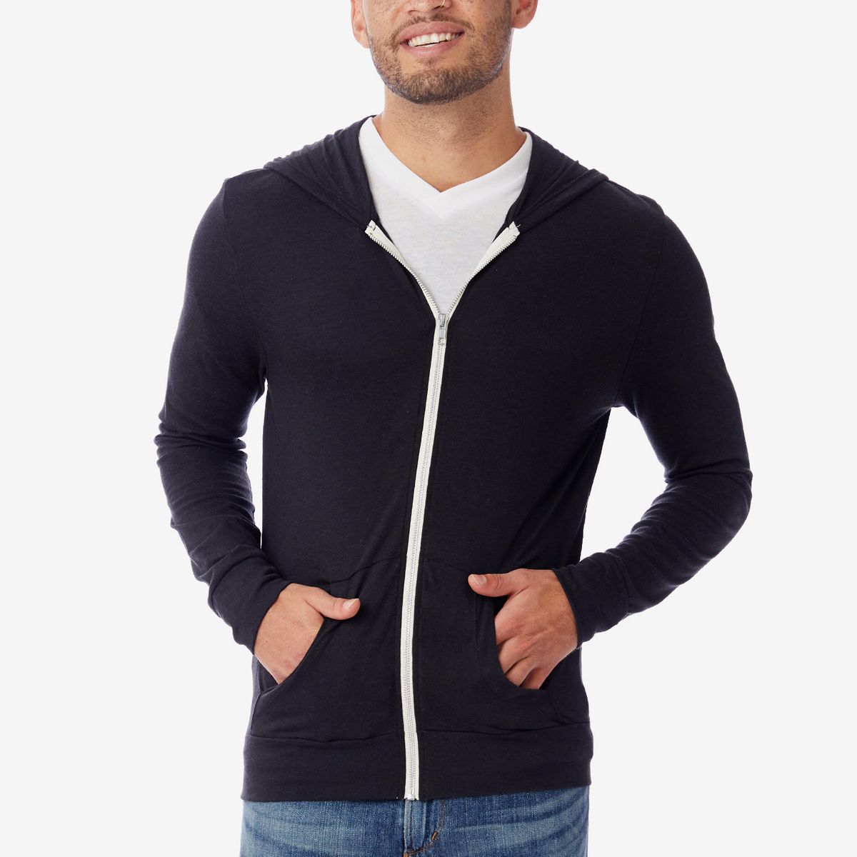 Mens Hoodies Jacket Sweater Casual Side Zip Up Hooded Sweatshirt Coat Outwear JE 