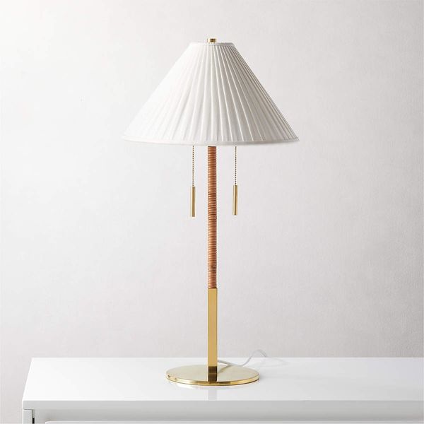 CB2 Pogo Brass and Cane Table Lamp