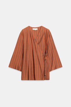 Zara Striped Wrap Jacket - Burnt Orange