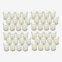 Hosley Ivory Unscented Clear Glass Filled Votive Candles