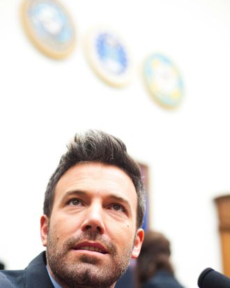 Ben Affleck speaks during a House Armed Services Committee hearing on the Evolving Security Situation in the Democratic Republic of the Congo and Implications for U.S. National Security at Rayburn House Office Building on December 19, 2012 in Washington, DC.