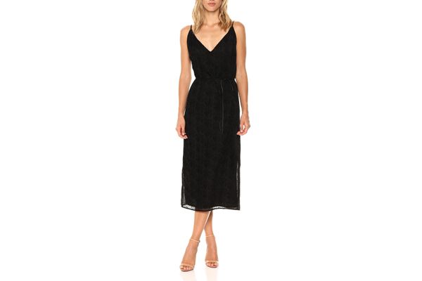 BB Dakota Women’s Alayna Burnout Velvet Belted Midi Dress