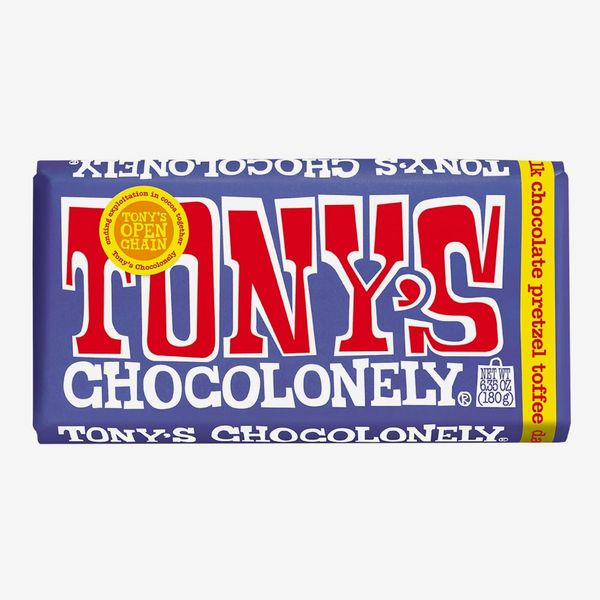 Tony’s Chocolonely 42% Dark Milk Chocolate Bar with Pretzel and Toffee