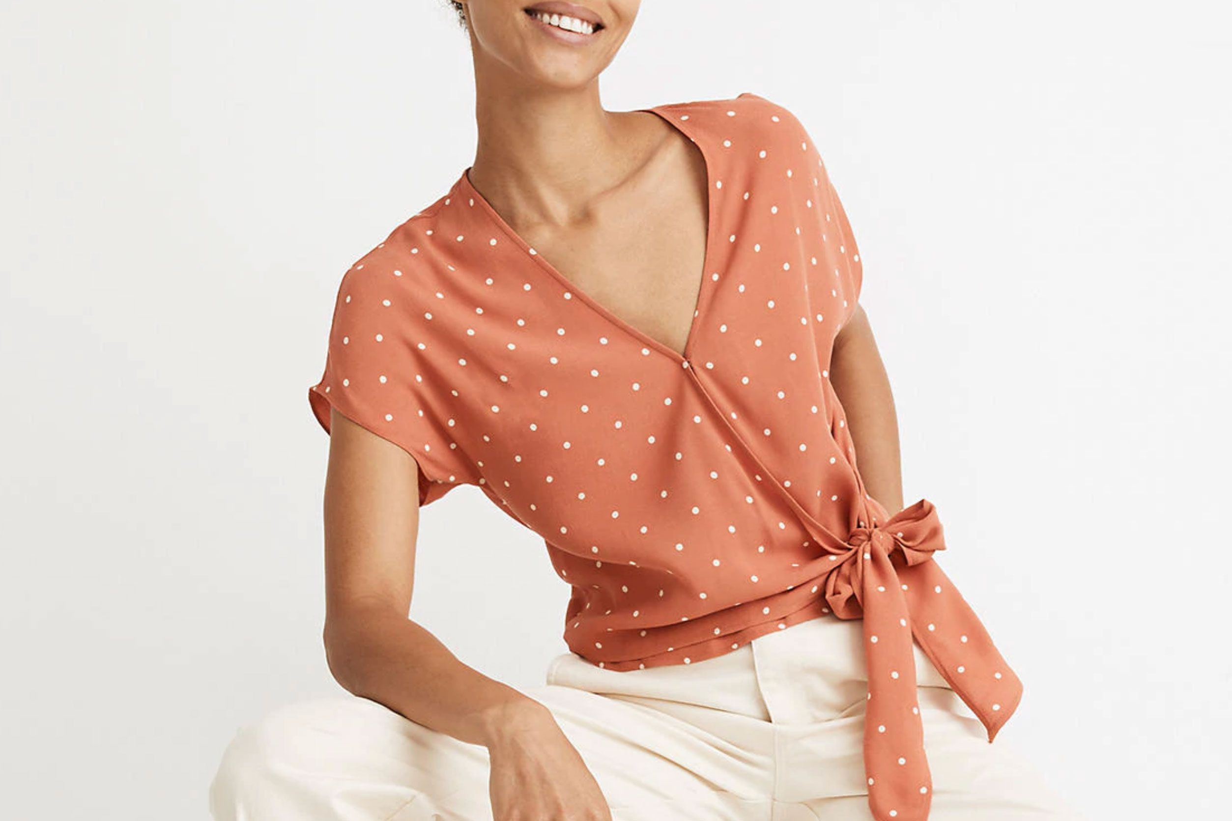 T Shirts Womens Summer Short Sleeve Round Neck Dots Comfort Blouse Tops FORUU 