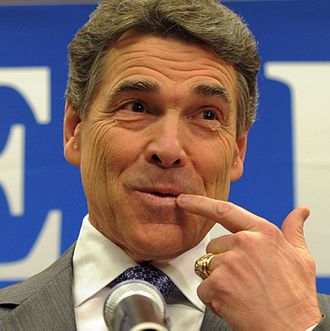 19 Jan 2012, North Charleston, South Carolina, USA --- epa03067569 Texas Governor and US Republican presidential candidate Rick Perry (C) with his wife Anita (R) and his son Griffin announces that he is pulling out of the Republican presidential race at a press conference in North Charleston, South Carolina, USA, 19 January 2012. Perry endorsed Newt Gingrich. The South Carolina Republican presidential primary is 21 January 2012. EPA/ERIK S. LESSER --- Image by ? ERIK S. LESSER/epa/Corbis