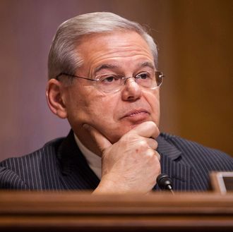 WASHINGTON, DC - FEBRUARY 03: Committee Ranking Member Senator Bob Menendez (D-N.J.) listens to witnesses during a Senate Foreign Relations committee hearing on U.S. and Cuban relations in Washington, D.C. on February 3, 2015. (Photo by Samuel Corum/Anadolu Agency/Getty Images)