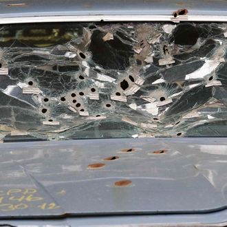 The windshield of Timothy Russell's car. 