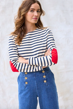 Saint James Vaujany Striped Shirt With Heart Elbow Patches