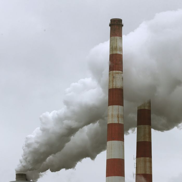 NEWBURG, MD - MAY 29: Emissions spew out of a large stack at the coal fired Morgantown Generating Station, on May 29, 2014 in Newburg, Maryland. Next week President Obama is expected to announce new EPA plans to regulate carbon dioxide emissions from existing coal fired power plants. (Photo by Mark Wilson/Getty Images)
