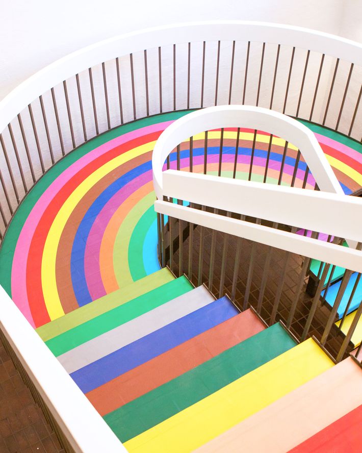 The rainbow-clad staircase that connected two floors.