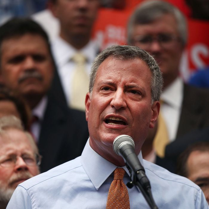 Democratic mayoral front-runner Bill de Blasio attends a