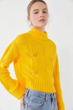 UO Botanical Embroidered Turtleneck Sweater