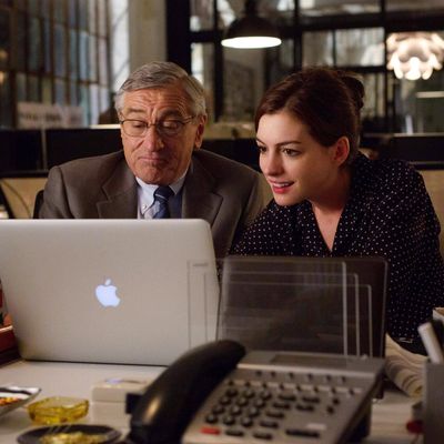 Robert De Niro and Anne Hathaway in <i>The Intern</i>.