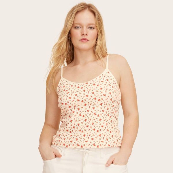 Parke x Target Cream Floral Women's Pointelle Tank Top