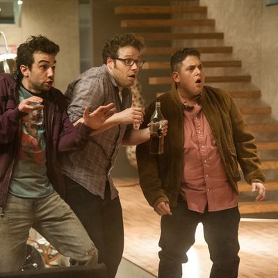 L-r, Jay Baruchel, Seth Rogen and Jonah Hill in Columbia Pictures' 