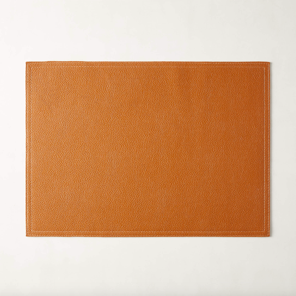 CB2 Saddle Faux Brown Leather Place Mat