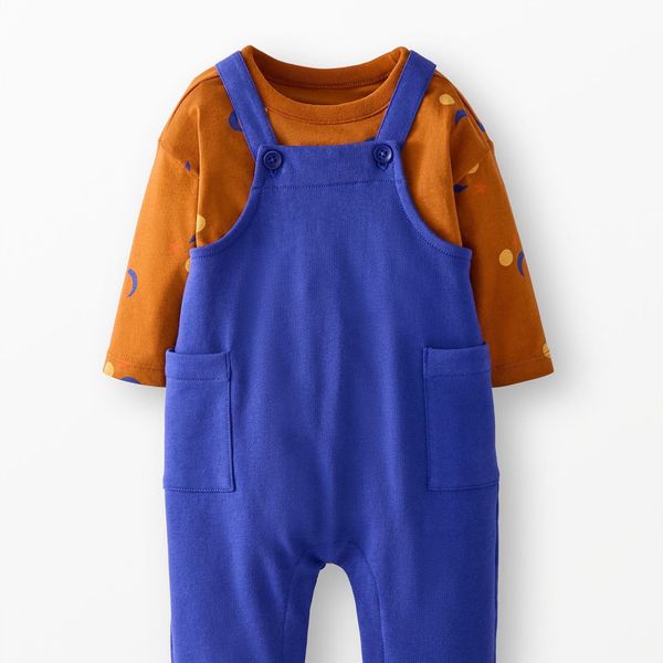 Hanna Andersson Baby Long-Sleeve T-shirt and French Terry Overalls Set