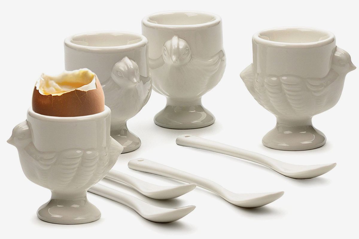 Yardwe Ceramic Egg Cup Holder Double Boiled Egg Serving Cup Egg Tray Egg Holders Stands for Couple Home Kitchen Housewarming Gifts 