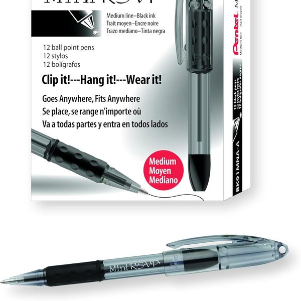 Pentel Mini R.S.V.P. Stick Ballpoint Pen, Pack of 12