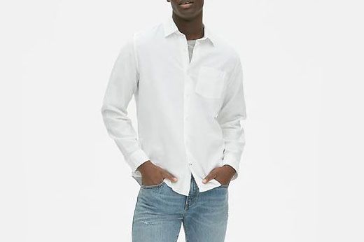mens white button collar shirt