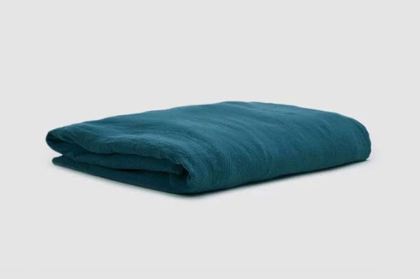 Hawkins New York Queen Size Simple Linen Fitted Sheet in Peacock