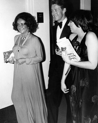 Elizabeth Taylor, Halston, and Liza Minnelli.